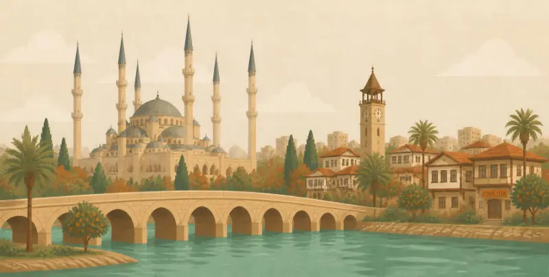 Adana: Taşköprü, Sabancı Merkez Camii, Seyhan Nehri